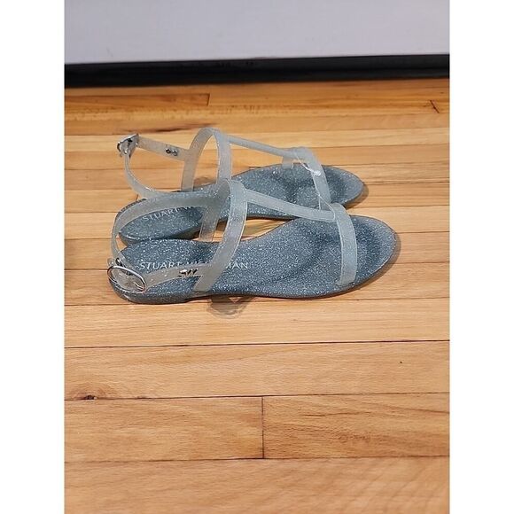 NEW Stuart Weitzman Size 7B Millie Jelly Flat Sandals Silver $125 - Picture 3 of 5